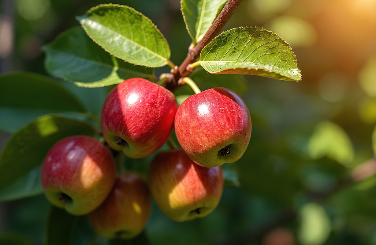 Apple trees planted in garden